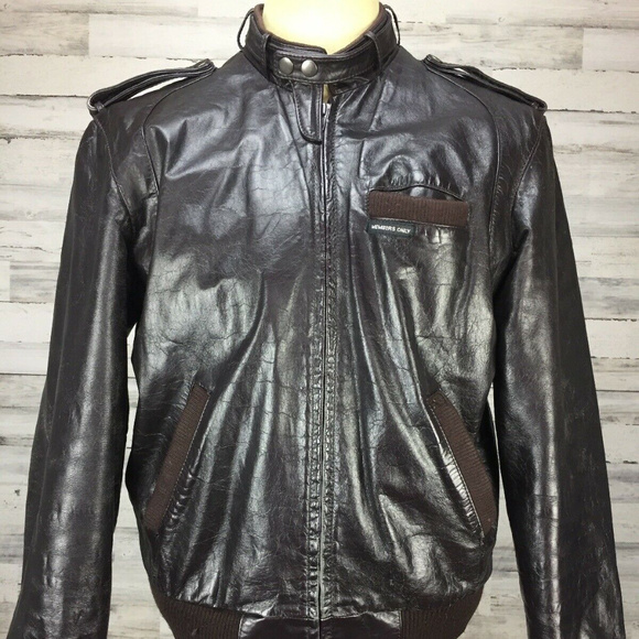VTG 80s 40 Members Only Leather Cafe Racer Bomber - Picture 1 of 8